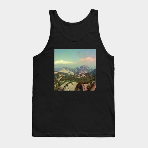 View from the Spanish mountain Spain sightseeing trip photography from city scape Barcelona Blanes Malgrat del Mar Santa Susuana Tank Top by BoogieCreates